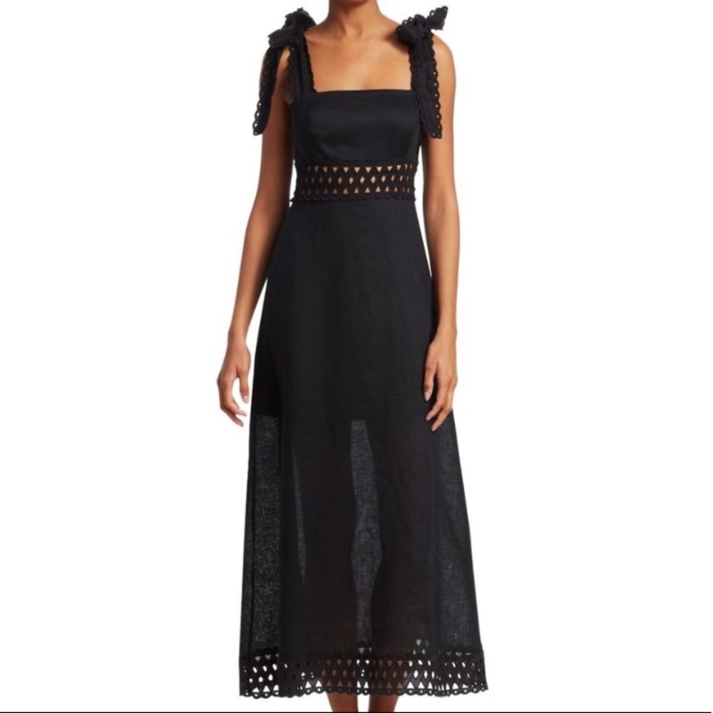 Zimmermann verity tie shoulder linen maxi dress